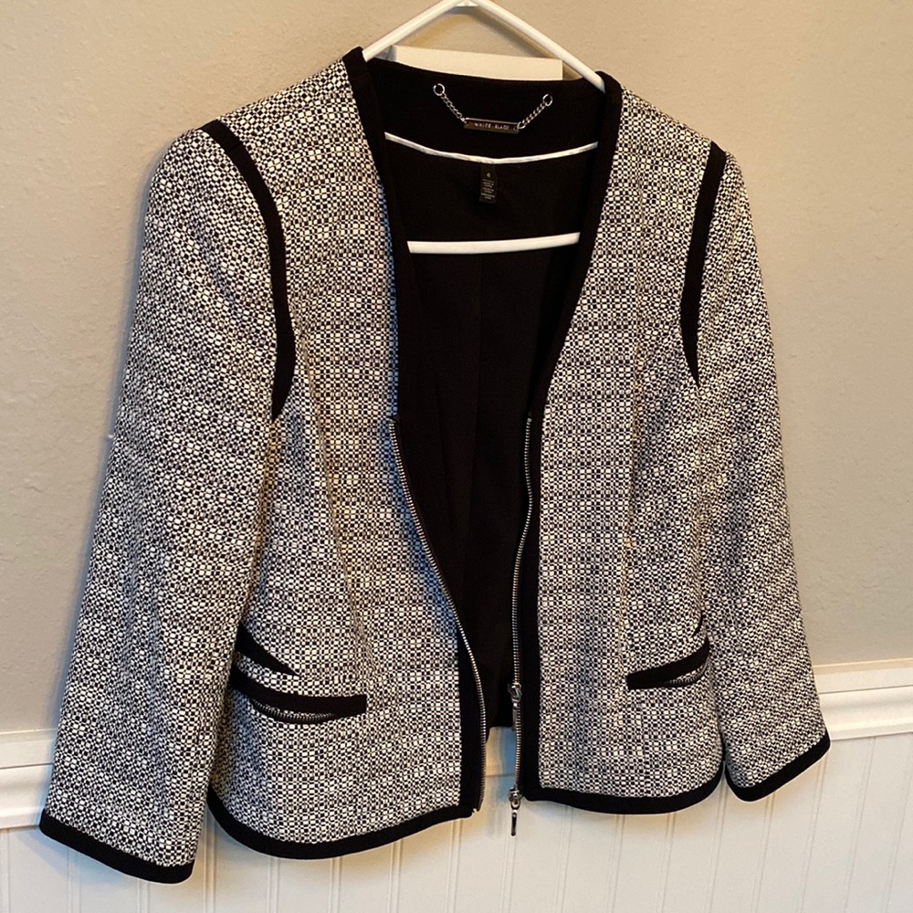 White House Black Market Tweed Moto Blazer